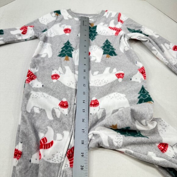 Carter's Child's Sz 4T Footed Christmas Sleeper Gray Polar Bears And Trees NWOT - Picture 14 of 16